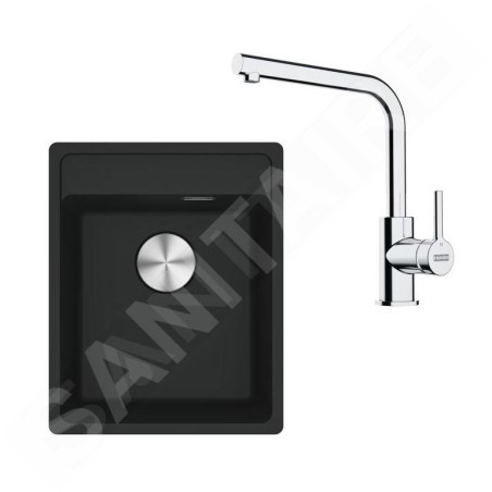 Franke Colonnes - Set de cuisine G253MČ, évier en fragranit MRG 610-37 RTL + robinet FS 3230.031, noir mat / chrome 114.0700.697