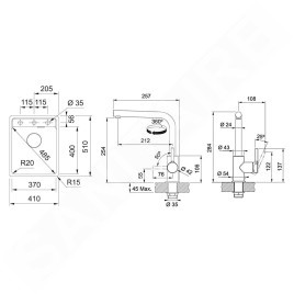 Franke Colonnes - Set de cuisine G253SA, évier en fragranit MGG 610-37 RTL + robinet FS 3230.031, sahara/chrome 114.0700.699