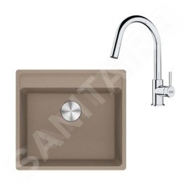 Franke Colonnes - Set de cuisine G254KA, évier en fragranit MRG 610-52 RTL + robinet FS 3229.031, cachemire / chrome