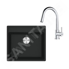 Franke Colonnes - Set de cuisine G254MČ, évier en fragranit MRG 610-52 RTL + robinet FS 3229.031, noir mat / chrome 114.0700.702