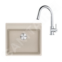 Franke Colonnes - Set de cuisine G254SA, évier en fragranit MRG 610-52 + robinet FS 3229.031, sahara/chrome 114.0700.704