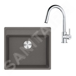 Franke Colonnes - Set de cuisine G254ŠK, évier en fragranit MRG 610-52 RTL+ robinet  FS 3229.031, gris pierre / chrome