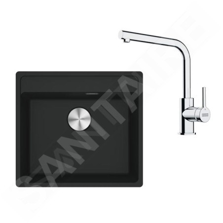 Franke Colonnes - Set de cuisine G255MČ, évier en fragranit MRG 610-52 + robinet FS 3230.031, noir mat / chrome 114.0700.707