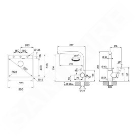 Franke Colonnes - Set de cuisine G255SA, évier en fragranit MRG 610-52 RTL + robinet FS 3230.031, sahara/chrome 114.0700.709