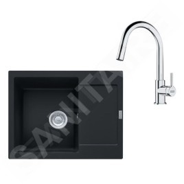 Franke Colonnes - Set de cuisine G256MČ, évier en fragranit MRG 611-62 + robinet FS 3229.031, noir mat / chrome 114.0700.711