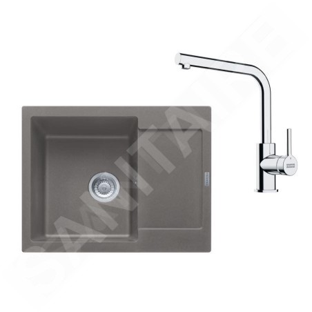 Franke Colonnes - Set de cuisine G257ŠK, évier en fragranit MRG 611-62 + robinet FS 3230.031, gris pierre / chrome 114.0700.716