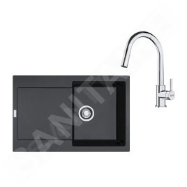 Franke Colonnes - Set de cuisine G258O, évier en fragranit MRG 611 + robinet FS 3229.031, onyx / chrome 114.0700.718