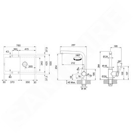 Franke Colonnes - Set de cuisine G259O, évier en fragranit MRG 611 + robinet FS 3230.031, onyx/chrome 114.0700.721