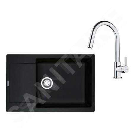 Franke Colonnes - Set de cuisine G260O, évier en fragranit MRG 611-78 BB + robinet FS 3229.031, onyx/chrome 114.0700.724
