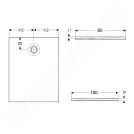 Geberit - Receveur de douche 80x100 cm, blanc 550.325.00.1