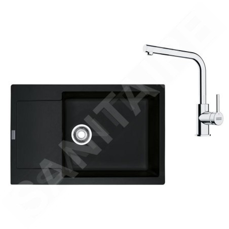 Franke Colonnes - Set de cuisine G261O, évier en fragranit MRG 611-78 BB + robinet FS 3230.031, onyx/chrome 114.0700.727