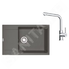 Franke Colonnes - Set de cuisine G261ŠK, évier en fragranit MRG 611-78 BB+ robinet FS 3230.031, gris pierre / chrome
