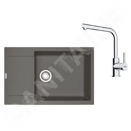 Franke Colonnes - Set de cuisine G261ŠK, évier en fragranit MRG 611-78 BB+ robinet FS 3230.031, gris pierre / chrome