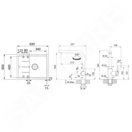 Franke Colonnes - Ensemble G262KA, évier en fragranit BFG 611-62 et robinet FP 3230.031, cachemire / chrome 114.0700.729