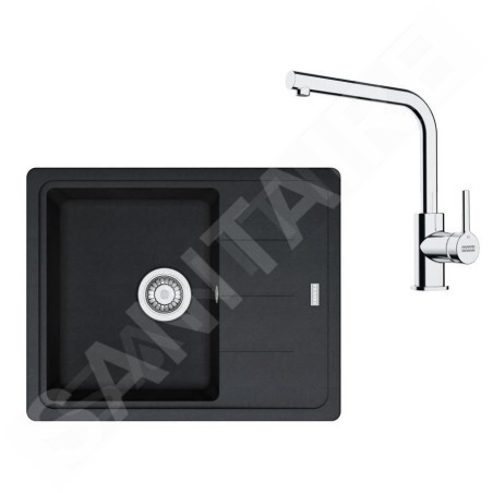Franke Colonnes - Set de cuisine G262O, évier en fragranit BFG 611-62, onyx + robinet FS 3230.031, onyx/chrome 114.0700.731
