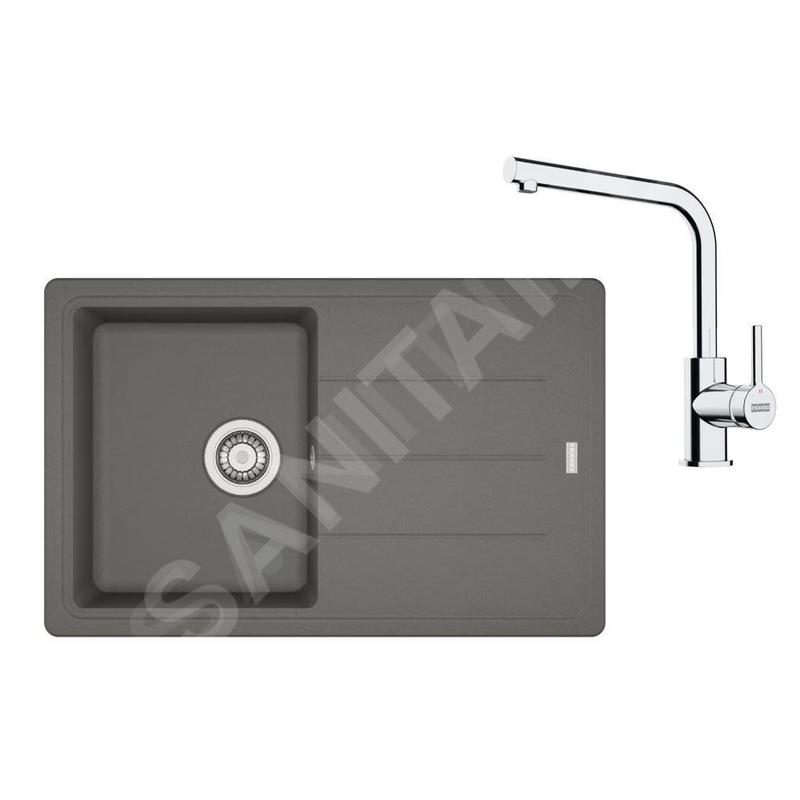 Franke Colonnes - Set de cuisine G263ŠK, évier en fragranit BFG 611-78 + robinet FS 3230.031, gris pierre / chrome 114.0700.738 Franke Colonnes - Set de cuisine G263ŠK, évier en fragranit BFG 611-78 + robinet FS 3230.031, gris pierre / chrome 114.0700.738