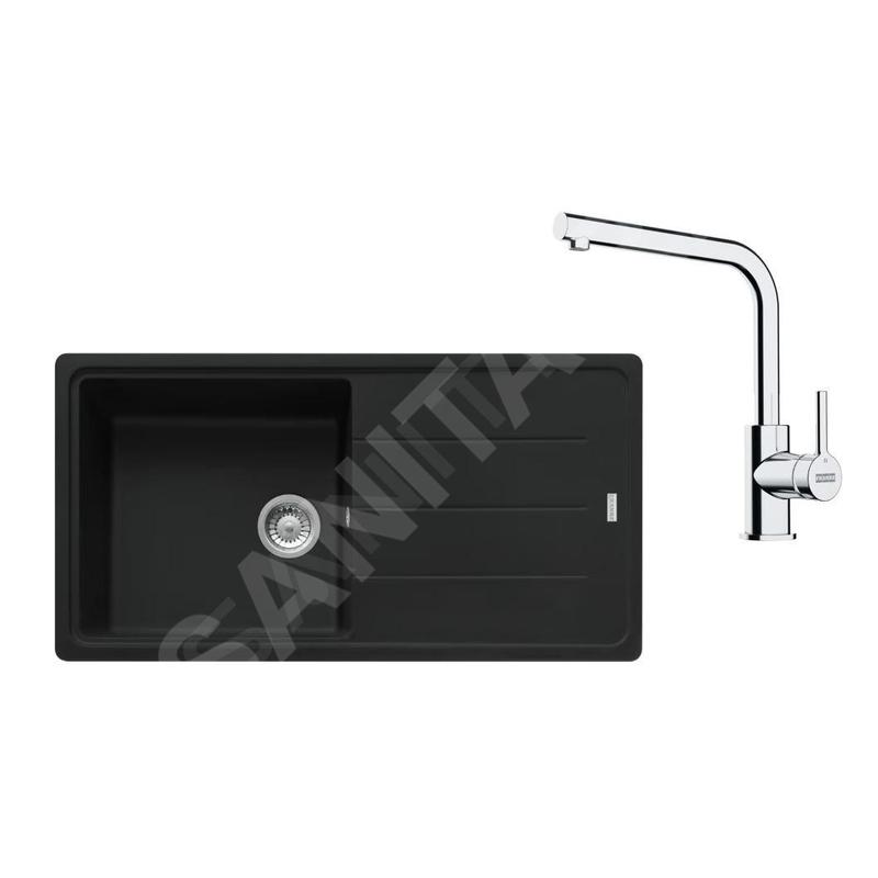 Franke Colonnes - Set de cuisine G264MČ, évier en fragranit BFG 611 + robinet FS 3230.031, noir mat / chrome 114.0700.740 Franke Colonnes - Set de cuisine G264MČ, évier en fragranit BFG 611 + robinet FS 3230.031, noir mat / chrome 114.0700.740