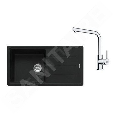 Franke Colonnes - Set de cuisine G264MČ, évier en fragranit BFG 611 + robinet FS 3230.031, noir mat / chrome 114.0700.740