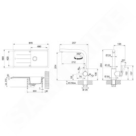 Franke Colonnes - Set de cuisine G264O, évier en fragranit BFG 611, onyx + robinet FS 3230.031, onyx / chrome 114.0700.741