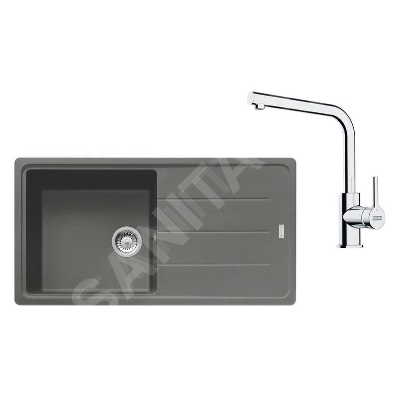Franke Colonnes - Set de cuisine G264ŠK, évier en fragranit BFG 611 + robinet FS 3230.031, gris pierre / chrome 114.0700.743 Franke Colonnes - Set de cuisine G264ŠK, évier en fragranit BFG 611 + robinet FS 3230.031, gris pierre / chrome 114.0700.743