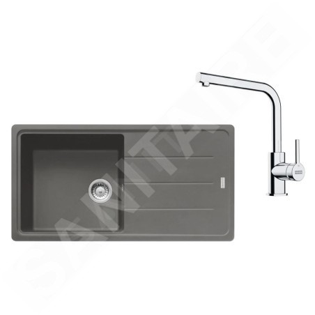 Franke Colonnes - Set de cuisine G264ŠK, évier en fragranit BFG 611 + robinet FS 3230.031, gris pierre / chrome 114.0700.743