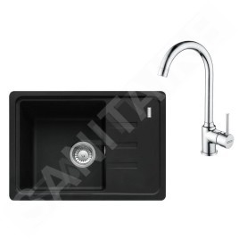 Franke Colonnes - Set de cuisine G265MČ, évier en fragranit BSG 611-62 + robinet FP 9000.031, noir mat / chrome 114.0700.744