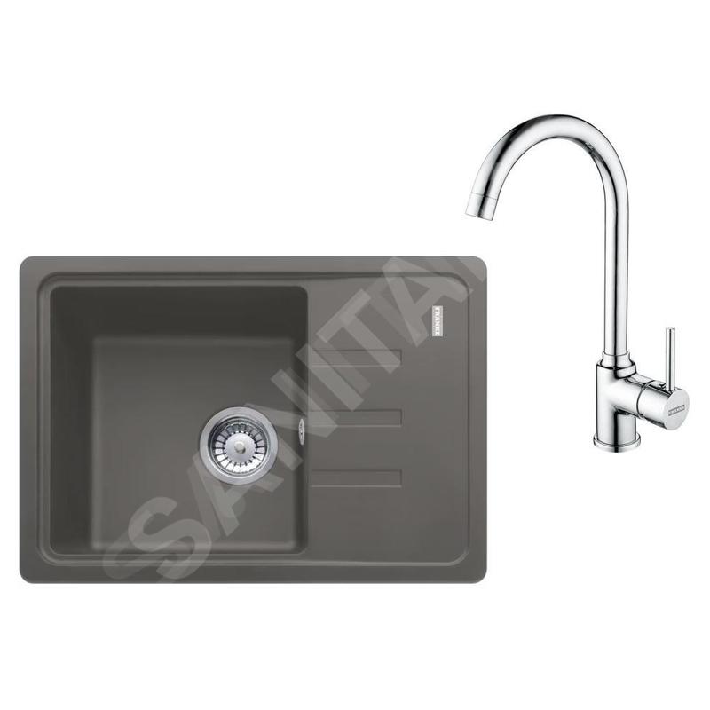 Franke Colonnes - Set de cuisine G265O, évier en fragranit BSG 611-62 + robinet FP 9000.031, gris pierre / chrome 114.0700.747
