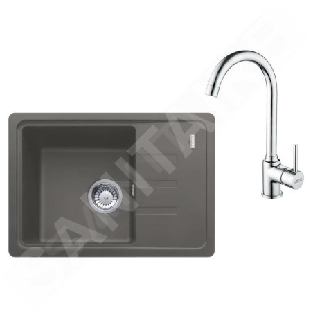 Franke Colonnes - Set de cuisine G265O, évier en fragranit BSG 611-62 + robinet FP 9000.031, gris pierre / chrome 114.0700.747