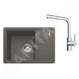 Franke Colonnes - Set de cuisine G266ŠK, évier en fragranit BSG 611-62 + robinet FS 3230.031, gris pierre / chrome 114.0700.751