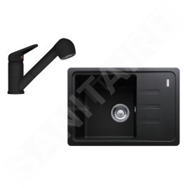 Franke Colonnes - Set de cuisine G118MČ, évier en fragranit BSG 611-62 + robinet FC 9547.901, noir mat 114.0700.753