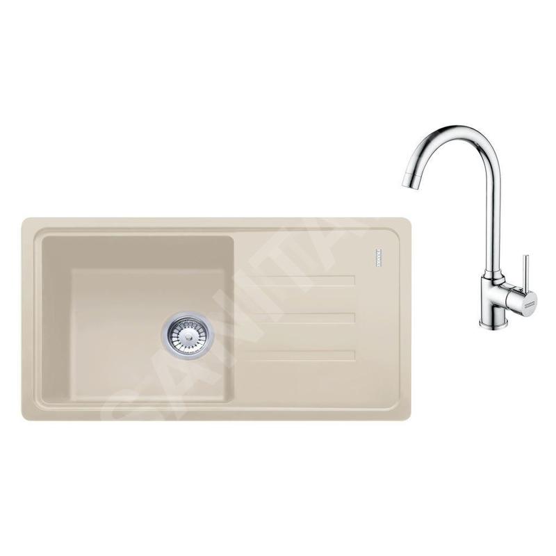 Franke Colonnes - Set de cuisine G267SA, évier en fragranit BSG 611-78/39 + robinet FP 9000.031, sahara/chrome 114.0700.756 Franke Colonnes - Set de cuisine G267SA, évier en fragranit BSG 611-78/39 + robinet FP 9000.031, sahara/chrome 114.0700.756