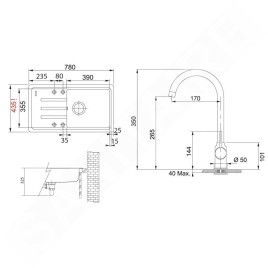 Franke Colonnes - Set de cuisine G267SA, évier en fragranit BSG 611-78/39 + robinet FP 9000.031, sahara/chrome 114.0700.756
