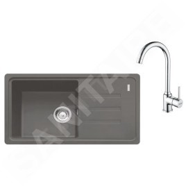 Franke Colonnes - Set de cuisine G267ŠK, évier en fragranit BSG 611-78/39 + robinet FP 9000.031, gris pierre / chrome