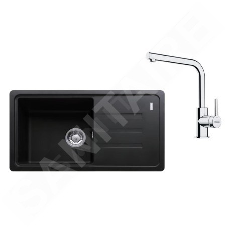 Franke Colonnes - Set de cuisine G268O, évier en fragranit BSG 611-78/39, onyx + robinet FS 3230.031, onyx/chrome 114.0700.759