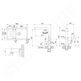 Franke Colonnes - Set de cuisine G268O, évier en fragranit BSG 611-78/39, onyx + robinet FS 3230.031, onyx/chrome 114.0700.759
