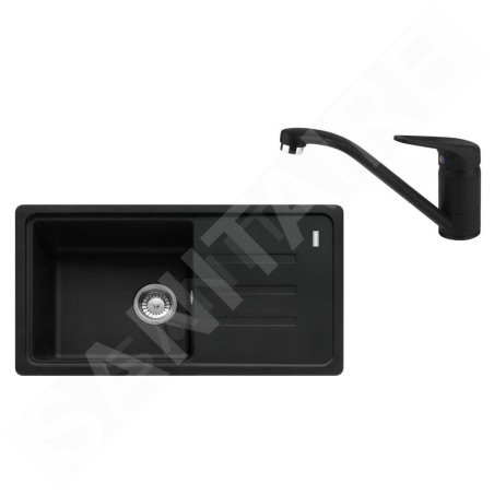 Franke Colonnes - Set de cuisine G121MČ, évier en fragranit BSG 611-78/39 + robinet FC 9541.901, noir mat 114.0700.762