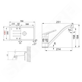 Franke Colonnes - Set de cuisine G121MČ, évier en fragranit BSG 611-78/39 + robinet FC 9541.901, noir mat 114.0700.762