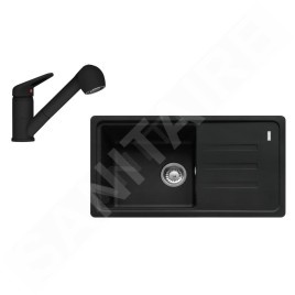 Franke Colonnes - Set de cuisine G122MČ, évier en fragranit BSG 611-78/39 + robinet FC 9547.901, noir mat 114.0700.763