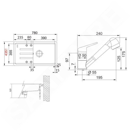 Franke Colonnes - Set de cuisine G122MČ, évier en fragranit BSG 611-78/39 + robinet FC 9547.901, noir mat 114.0700.763