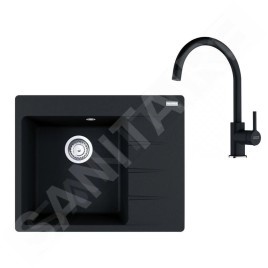 Franke Colonnes - Set de cuisine G270O, évier en fragranit CNG 611-62 TL/2 + robinet FC 6018.071, onyx 114.0700.771