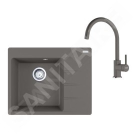 Franke Colonnes - Set de cuisine G270ŠK, évier en fragranit CNG 611-62 TL/2 + robinet FC 6018.084, gris pierre 114.0700.772