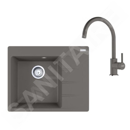 Franke Colonnes - Set de cuisine G270ŠK, évier en fragranit CNG 611-62 TL/2 + robinet FC 6018.084, gris pierre 114.0700.772