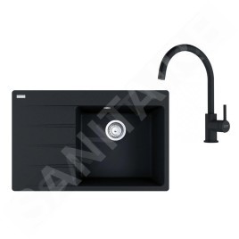 Franke Colonnes - Set de cuisine G271O, évier en fragranit CNG 611-78 TL/7 + robinet FC 6018.071, onyx 114.0700.775