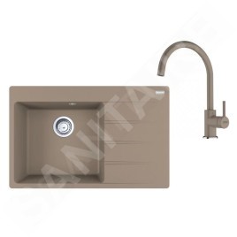 Franke Colonnes - Set de cuisine G272KA, évier en fragranit CNG 611-78 TL/2, sahara + robinet FC 6018.424,, cachemire