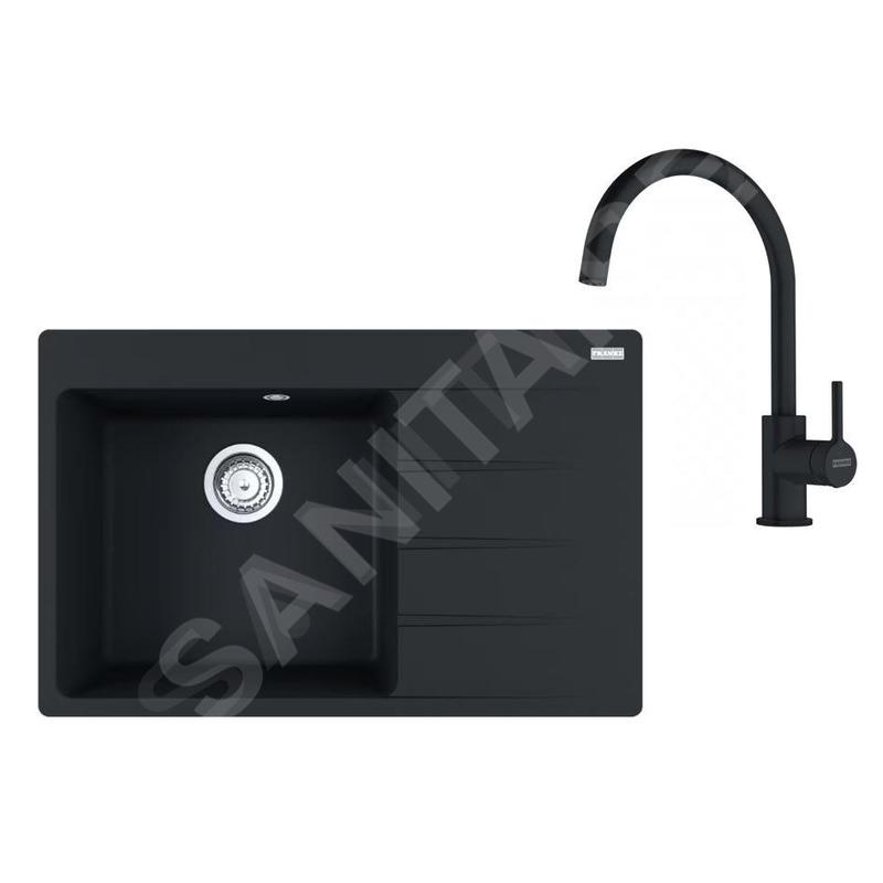 Franke Colonnes - Set de cuisine G272MČ, évier en fragranit CNG 611-78 TL/2 + robinet FC 6018.901,  noir mat 114.0700.778