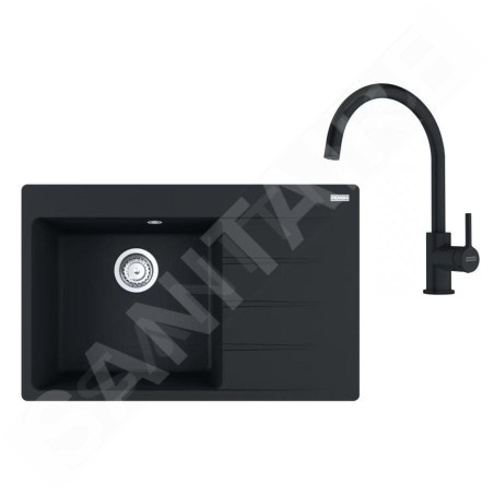 Franke Colonnes - Set de cuisine G272MČ, évier en fragranit CNG 611-78 TL/2 + robinet FC 6018.901,  noir mat 114.0700.778