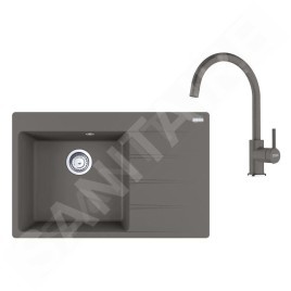 Franke Colonnes - Set de cuisine G272ŠK, évier en fragranit CNG 611-78 TL/2  + robinet FC 6018.084, gris pierre 114.0700.780