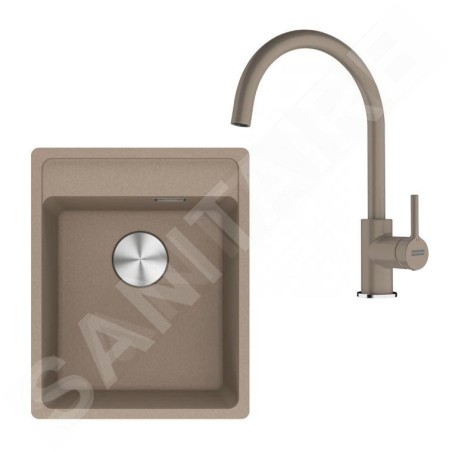Franke Colonnes - Set de cuisine G273KA, évier en fragranit MRG 610-37 RTL+ robinet FN 6018.424, cachemire 114.0700.781