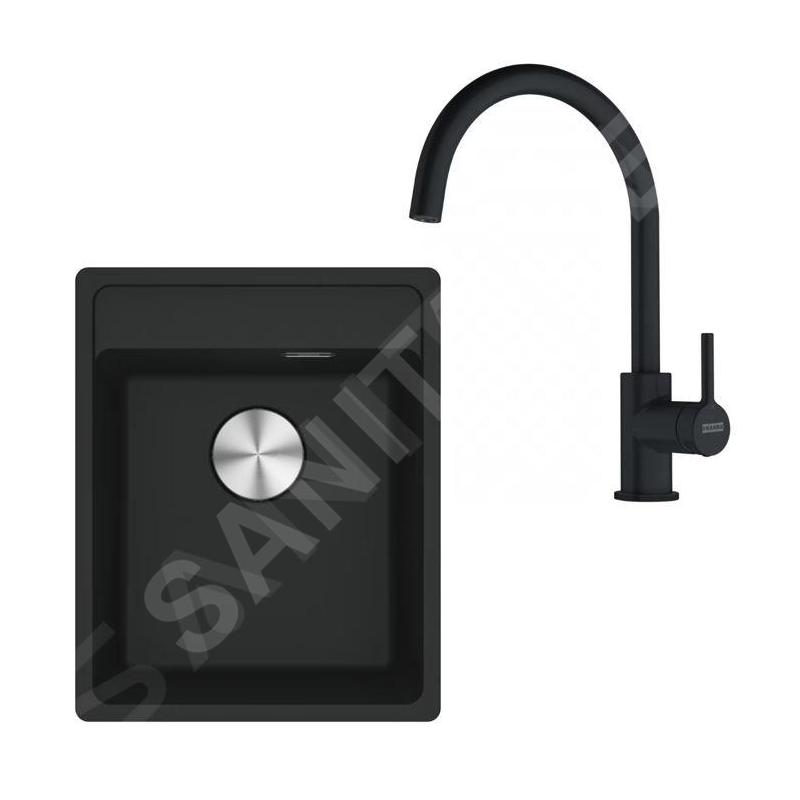Franke Colonnes - Set de cuisine G273MČ, évier en fragranit MRG 610-37 RTL + robinet FN 6018.901, noir mat 114.0700.782 Franke Colonnes - Set de cuisine G273MČ, évier en fragranit MRG 610-37 RTL + robinet FN 6018.901, noir mat 114.0700.782