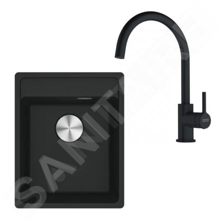 Franke Colonnes - Set de cuisine G273MČ, évier en fragranit MRG 610-37 RTL + robinet FN 6018.901, noir mat 114.0700.782